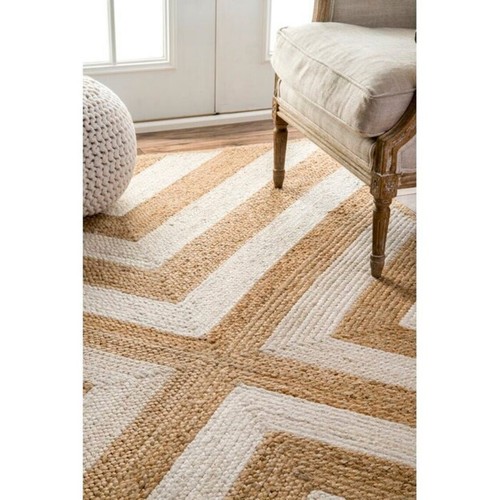 Natural white braided area