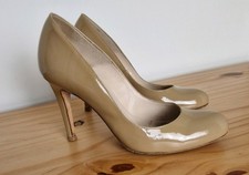 L.K. Bennett Nude Patent Leather Court Heels Round Toe Smart Shoes UK 2 EU 35