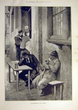 Original Old Antique Print