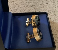 Vintage Gold Plated Cufflinks With Natural Australian Opal Nuggets Set In Resin