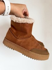 Zara Girls Sherling Winter Boots Suede Euro 35 UK 2