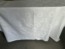 Large Vintage Damask Rectangular Tablecloth 70" x 88"