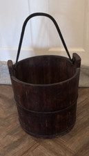 old vintage large wooden rice bucket / well water/ planter / pot - FREE DELIVERY