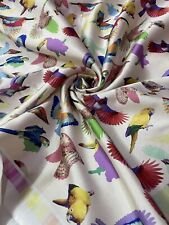 4m 50% Silk 50% Wool Heavy Taffeta Birds Print 150gsm 45” Wide Luxury Dress-32D