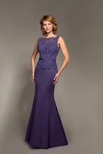 Mark Lesley Purple Bridesmaid Prom Evening Fishtail Long Dress UK 12 NEW