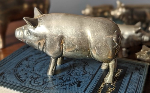 Vintage solid brass pig - vintage,