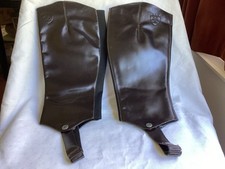Pair Of Ariat Genuine Brown Leather Upper Chaps Size 9.5M VGC Made In Brazil