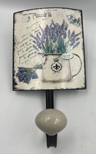 Single Coat Hook With Lavender Picture Ceramic & Metal H 20cm W 12cm D 8cm New