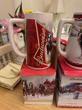 3 Budweiser Holiday Stein Anniversary  Christmas Boxed Vintage Clydesdale