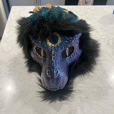 Dino Furry Mask Feathers Black