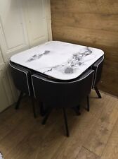 wood marble  Dining table and 4 chairs Retro cafe ..0