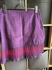 Boden Size 12 Purple Soft Cord Skirt / Embroidery Zigzag Edge