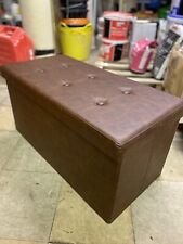 Folding Faux Leather Ottoman Pouffe Storage Box Footstool 1/2 Seater Bench Seat