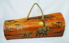 Outstanding African Handcrafted Savannah Scene Half Pipe Wall Art Plaque