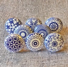 Blue and white knobs mandala