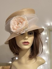 Cream Wedding Hat Peach Flower
