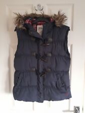 Womens Blue Faux Fur Hooded Gilet/Waistcoat  Size Small