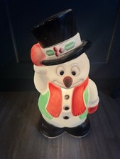Vintage 18" Blow Mold Light Up Snowman Carrot Nose Top Hat