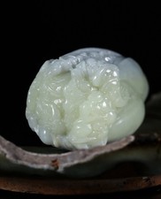 Very Rare Stunning Chinese Hetian Jade White & Green Nephrite Exquisite Carving