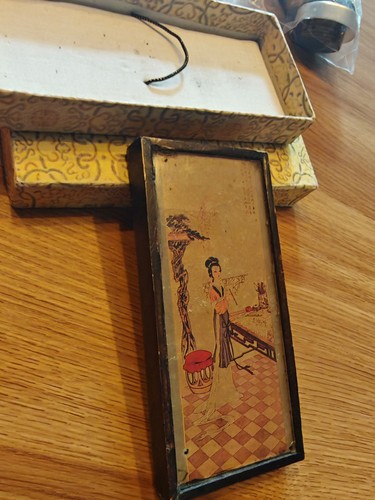 Vintage silk painting backed