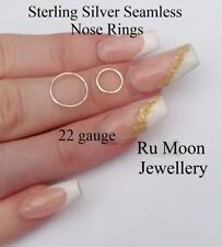 100% Solid Sterling Silver Small Thin  Nose Ring Stud Hoop 6mm & 8mm