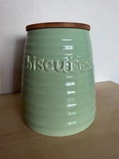 Green ceramic Biscuit Canister