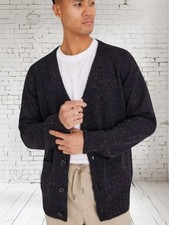 Mens Navy Fleck Cardigan Size XL With Pockets