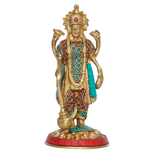 Brass hindu god lord vishnu - brass,