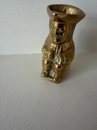 Vintage solid brass toby jug - vintage,