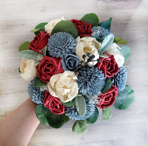 Red dusty blue bridal - red, &
