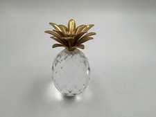 Vintage Pretty Swarovski Crystal Pineapple Gold Colour Leaves Ornament