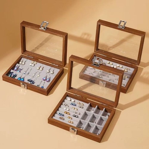 Glass lid wooden - jewelry, boxes
