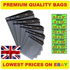 STRONG GREY PLASTIC MAILING BAGS POLY POSTAGE POST POSTAL SELF SEAL - ALL SIZES