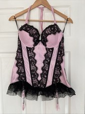 Ann Summers Basque Suspenders Baby Pink 34-36 B-C Used Good Condition