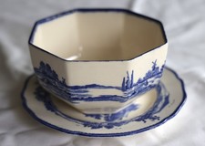 VINTAGE 1940/50s ROYAL DOULTON NORFOLK - OCTAGONAL SUGAR BOWL & PLATE. SEE DESCR