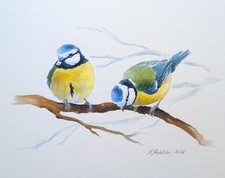 Blue Tits Original Watercolour