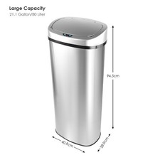 Large Touch-Free Stainless Steel Automatic 80L Motion Sensor Bin Trash Can