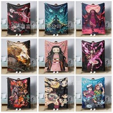Demon Slayer Velvet Flannel Blanket Soft Plush Kids Nap Blanket Sofa Throw Over