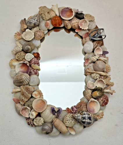 Seashell encrusted framed wall - framed,
