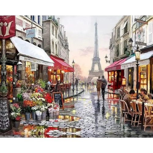 City landscape painting - painting, by
