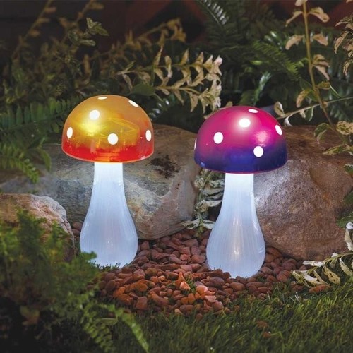 Solar toadstool stake lights - solar,