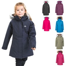 Girls Trespass Fame Waterproof Parka Jacket Padded Windproof Kids School Coat