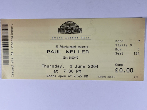 Paul weller concert - paul, ticket