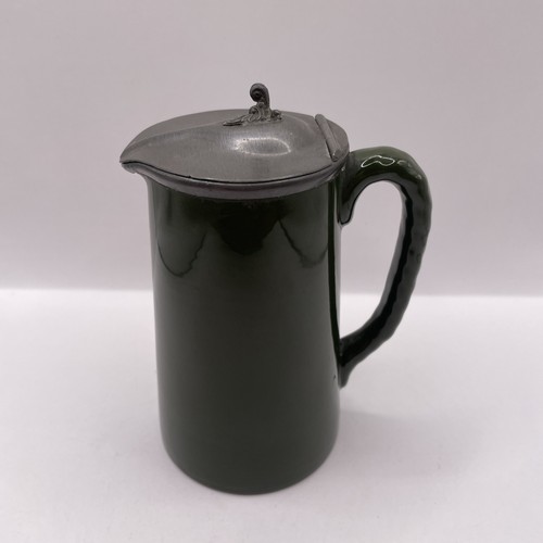 Vintage green ceramic jug with - green,