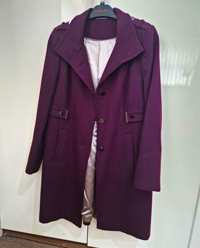 Purple mid length overcoat - mid-length,