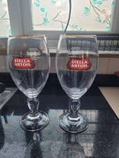Pair Of Stella Artois Pint Chalice Glasses
