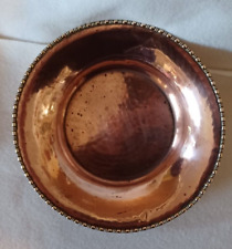 VINTAGE ORIGINAL COPPER DISH WITH BRASS DECORATIVE TRIM - AROUND THE TOP RIM