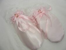 ADULT BABY SISSY pink satin mittens  padded OPT LOCK CHAIN BELL COSPLAY