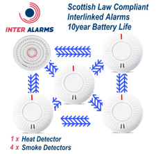 ANKA Wireless Interlinked Smoke & Heat Alarm Kit  1xHeat & 4xSmoke Scottish Law