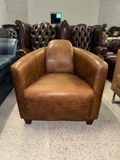 Aviator Tan Brown Real Leather Rocket Chair